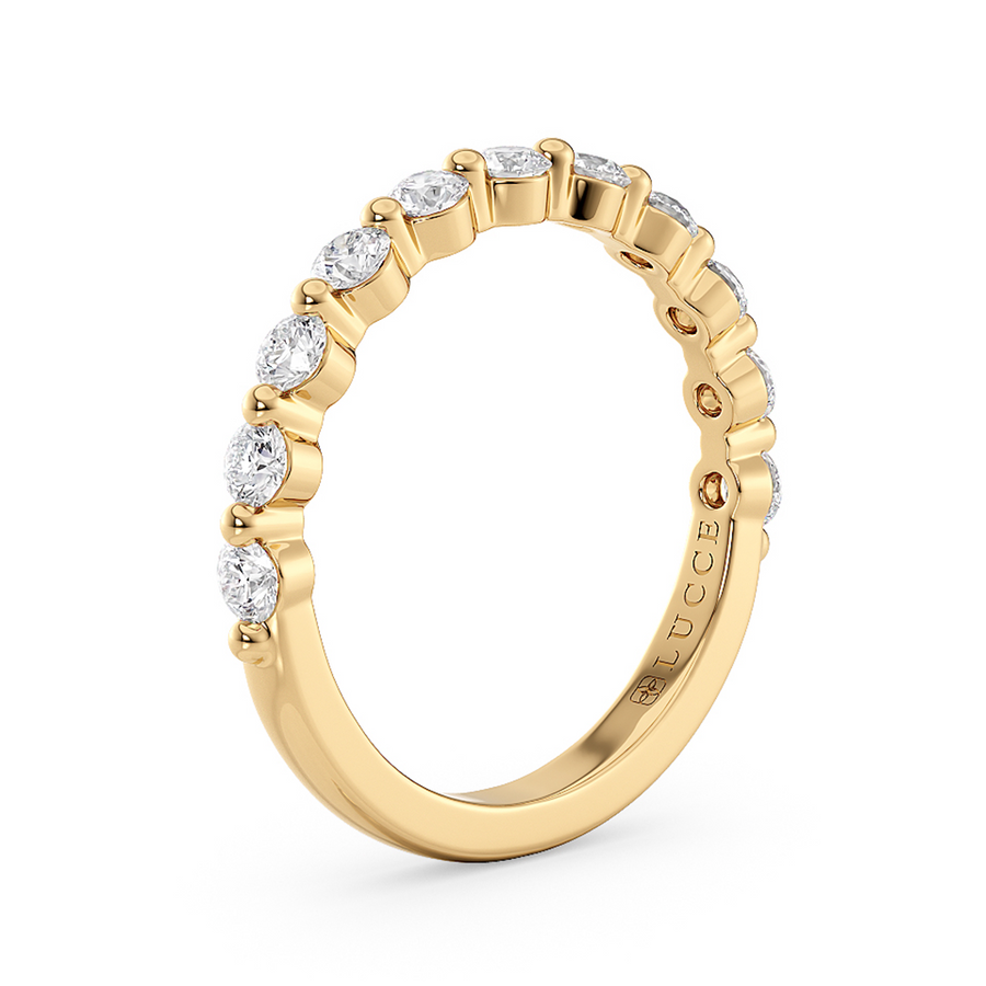 Load image into Gallery viewer, LUCCE Round Diamond Shared Prong Wedding Ring in Gold or Diamond

