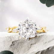 LUCCE CONSTANCE™ Cushion 3.03ct Lab Diamond D VS1 Ex IGI 18K Yellow Gold and Platinum Prong