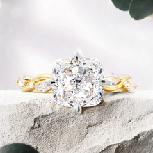 Load image into Gallery viewer, Lucce Constance Cushion 3.03ct Lab Diamond D VS1 Ex IGI 18K Yellow Gold and Platinum Prong
