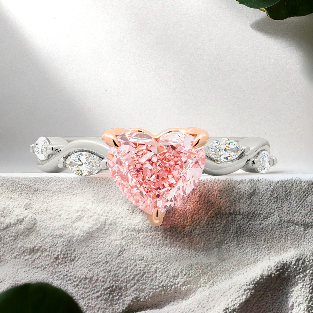 Diamond Heart Ring Pink Diamond Wedding Bands Lucce Constance