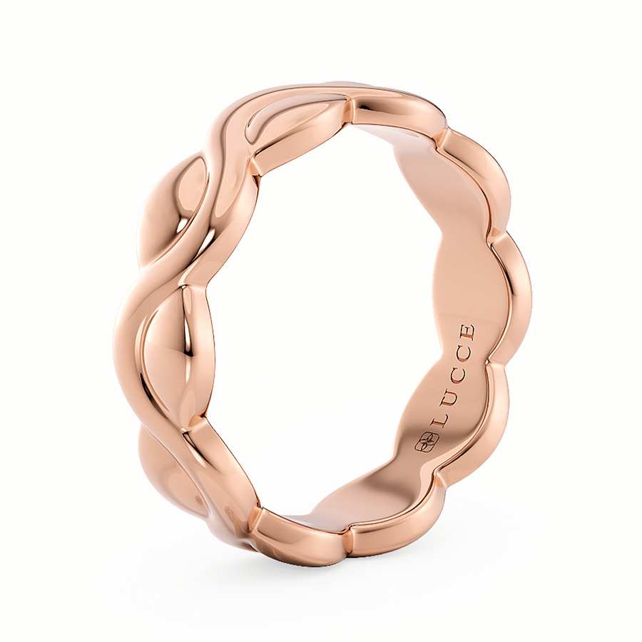 Load image into Gallery viewer, LUCCE Carved Intertwined Marquise Texture with Polished Finish Unisex Wedding Ring in Gold or Platinum
