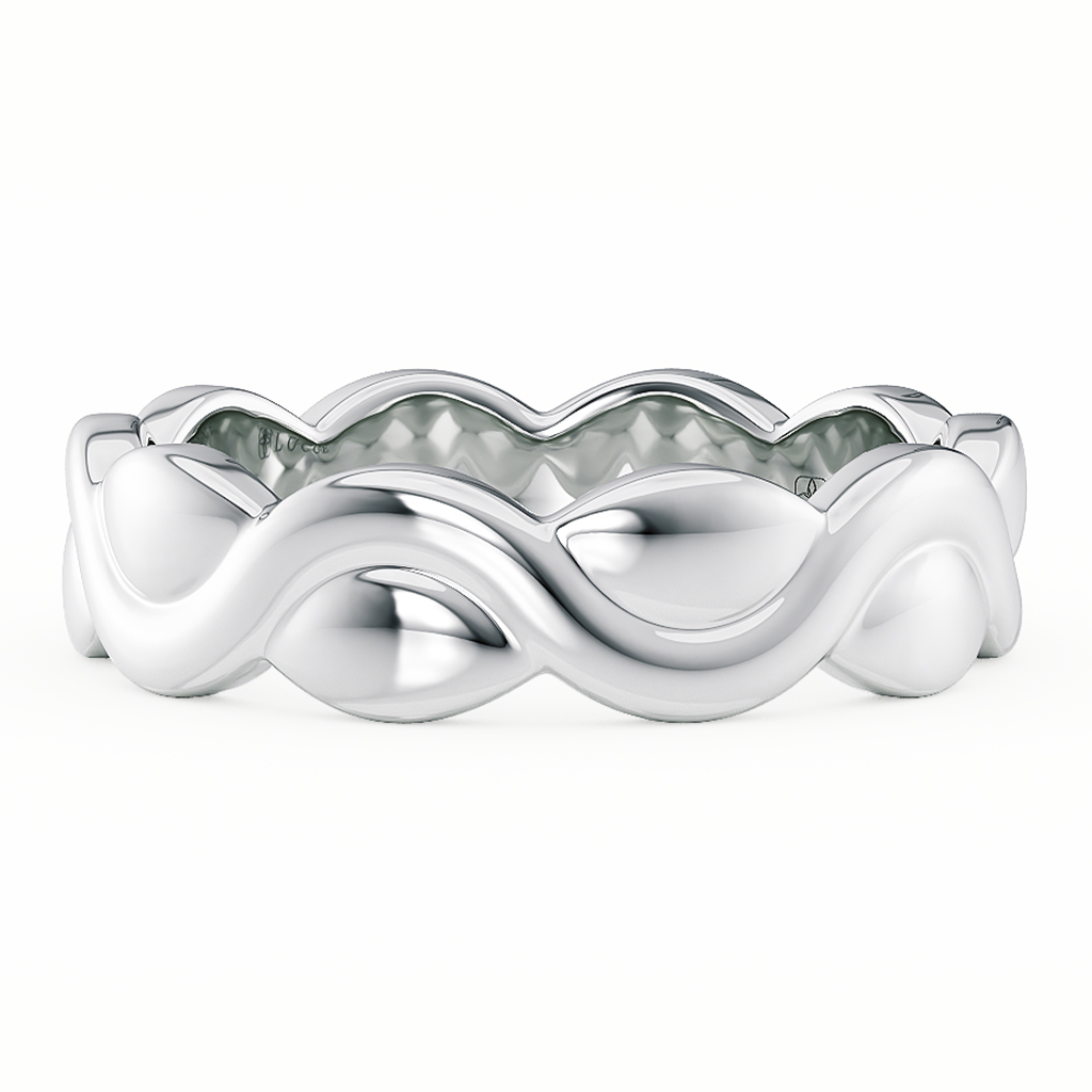 Load image into Gallery viewer, LUCCE Carved Intertwined Marquise Texture with Polished Finish Unisex Wedding Ring in Gold or Platinum
