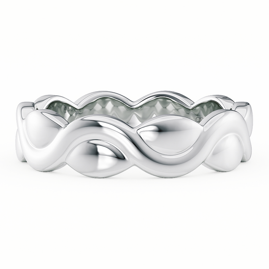Load image into Gallery viewer, LUCCE Carved Intertwined Marquise Texture with Polished Finish Unisex Wedding Ring in Gold or Platinum
