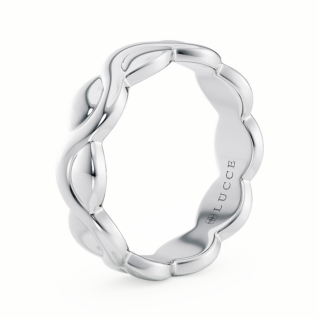 Load image into Gallery viewer, LUCCE Carved Intertwined Marquise Texture with Polished Finish Unisex Wedding Ring in Gold or Platinum
