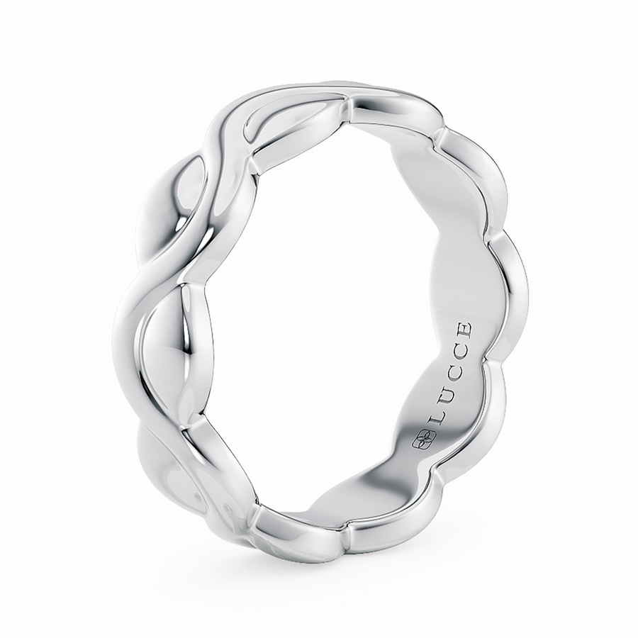 Load image into Gallery viewer, LUCCE Carved Intertwined Marquise Texture with Polished Finish Unisex Wedding Ring in Gold or Platinum
