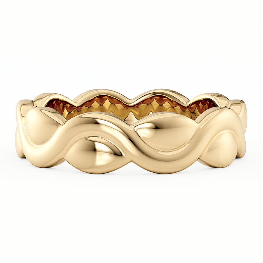Load image into Gallery viewer, LUCCE Carved Intertwined Marquise Texture with Polished Finish Unisex Wedding Ring in Gold or Platinum
