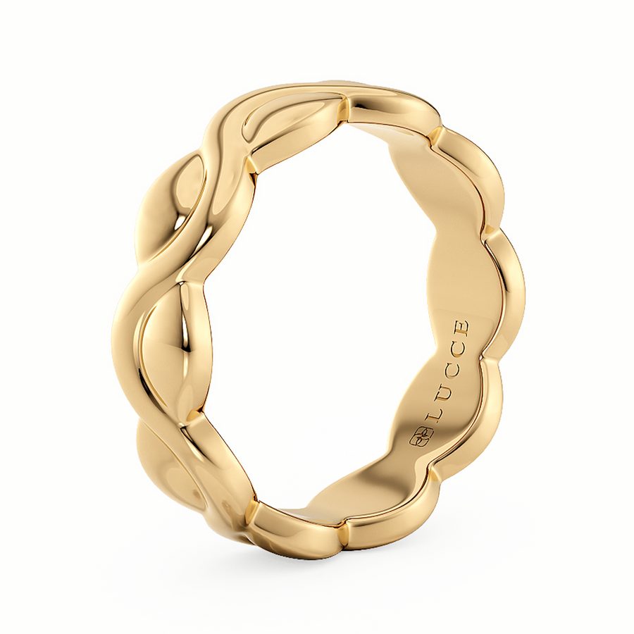 Load image into Gallery viewer, LUCCE Carved Intertwined Marquise Texture with Polished Finish Unisex Wedding Ring in Gold or Platinum
