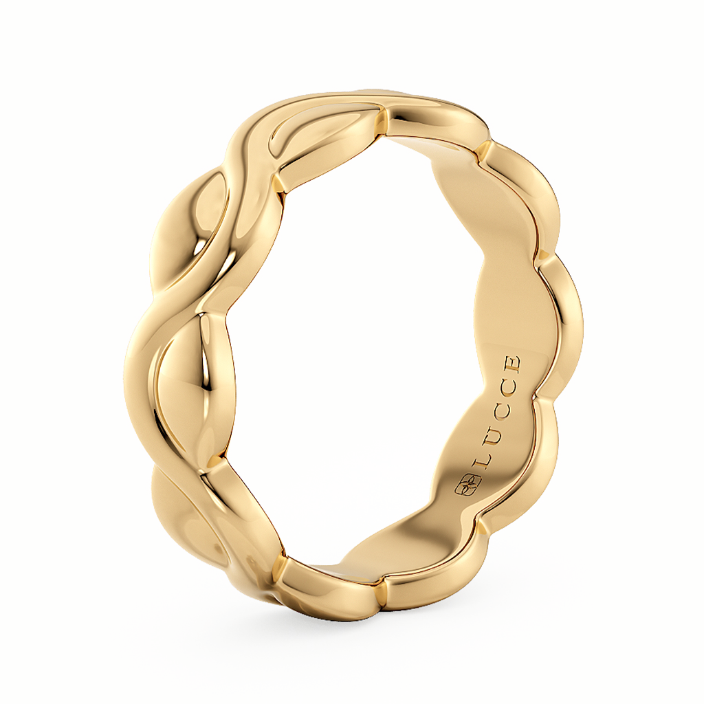 Load image into Gallery viewer, LUCCE Carved Intertwined Marquise Texture with Polished Finish Unisex Wedding Ring in Gold or Platinum
