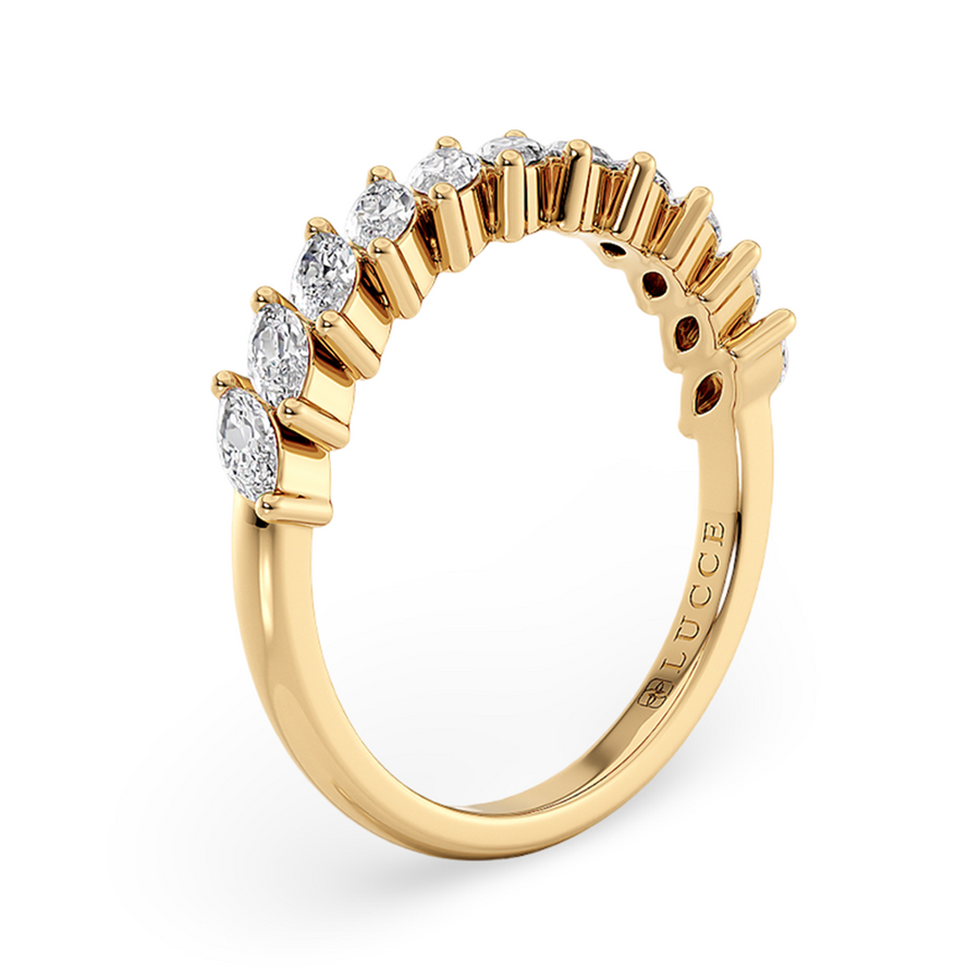 Load image into Gallery viewer, LUCCE Half Eternity Marquise Diamond Female Wedding Ring in Gold or Platinum
