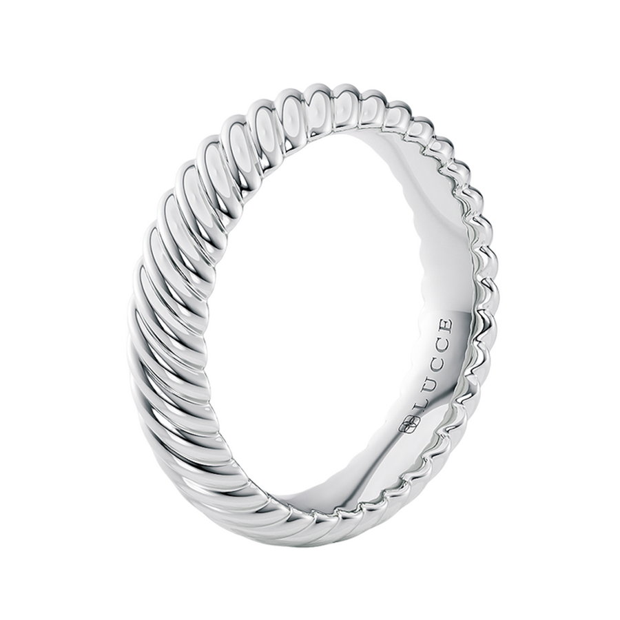 Load image into Gallery viewer, LUCCE Carved Woven Texture with Polished Unisex Wedding Ring in Gold or Platinum

