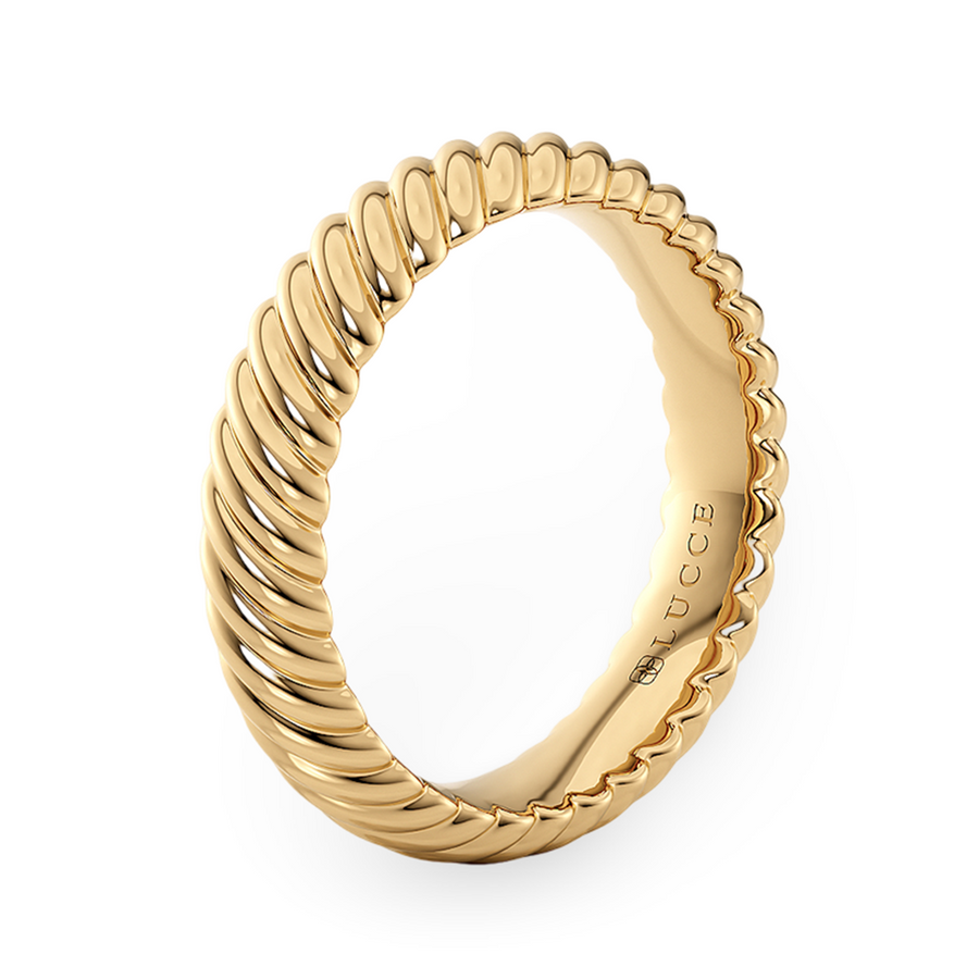 Load image into Gallery viewer, LUCCE Carved Woven Texture with Polished Unisex Wedding Ring in Gold or Platinum
