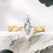 LUCCE CONSTANCE™ Marquise Lab Diamond 1.52ct E VVS2 IGI 18K Yellow Gold and Platinum Prongs