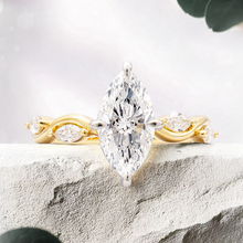 Load image into Gallery viewer, Lucce Constance Marquise Lab Diamond 1.52CT E VVS2 IGI 18K Yellow Gold and Platinum Prongs
