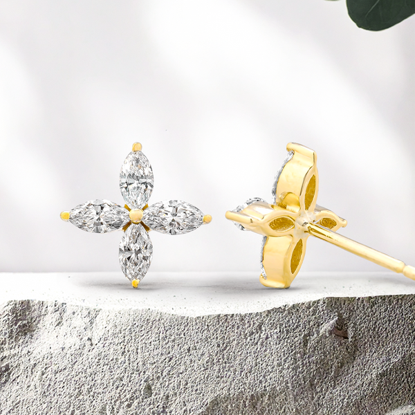 Lucce Constance Ole Earrings 0.96CTW Lab Diamond 18K Yellow Gold