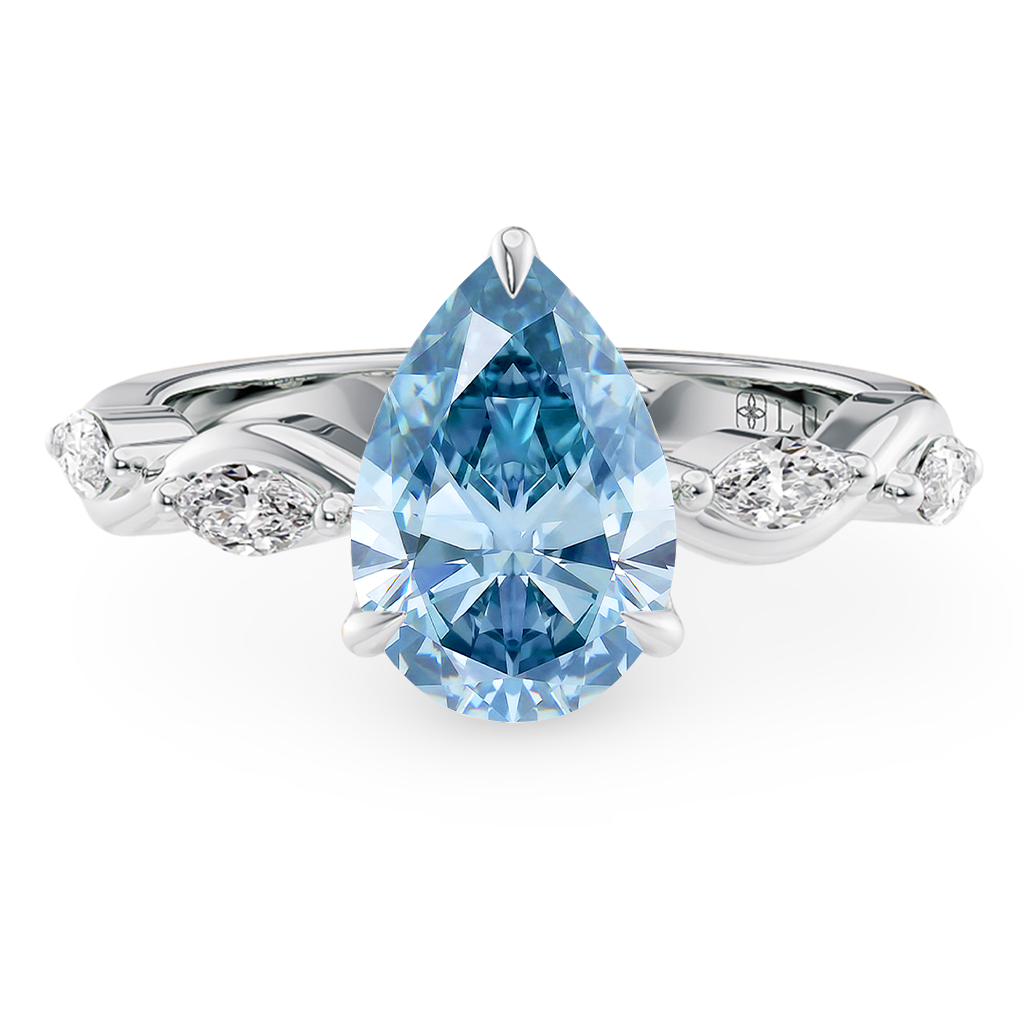 Lucce Constance Petal Pear Ocean Blue Diamond