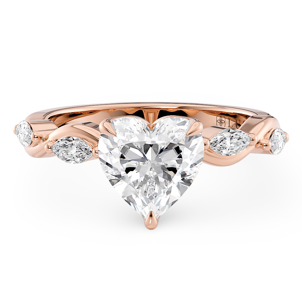 Load image into Gallery viewer, Constance Petal Heart Engagement Ring with Lab or Natural Diamond and marquise accents in Gold or Platinum
Lucce, Manila, Philippines
