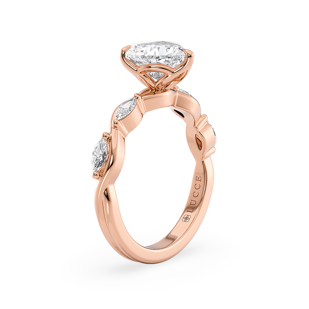 Load image into Gallery viewer, Constance Petal Heart Engagement Ring with Lab or Natural Diamond and marquise accents in Gold or Platinum
Lucce, Manila, Philippines
