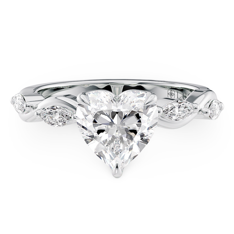 Load image into Gallery viewer, Constance Petal Heart Engagement Ring with Lab or Natural Diamond and marquise accents in Gold or Platinum
Lucce, Manila, Philippines
