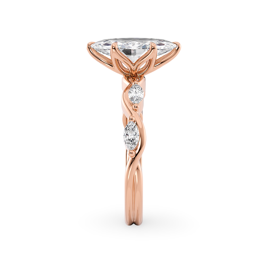 Load image into Gallery viewer, Constance Petal Marquise Engagement Ring with Lab or Natural Diamond and marquise accents in Gold or Platinum
Lucce, Manila, Philippines
