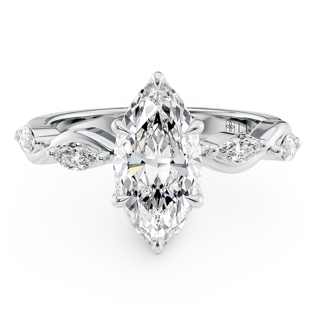 Load image into Gallery viewer, Constance Petal Marquise Engagement Ring with Lab or Natural Diamond and marquise accents in Gold or Platinum
Lucce, Manila, Philippines
