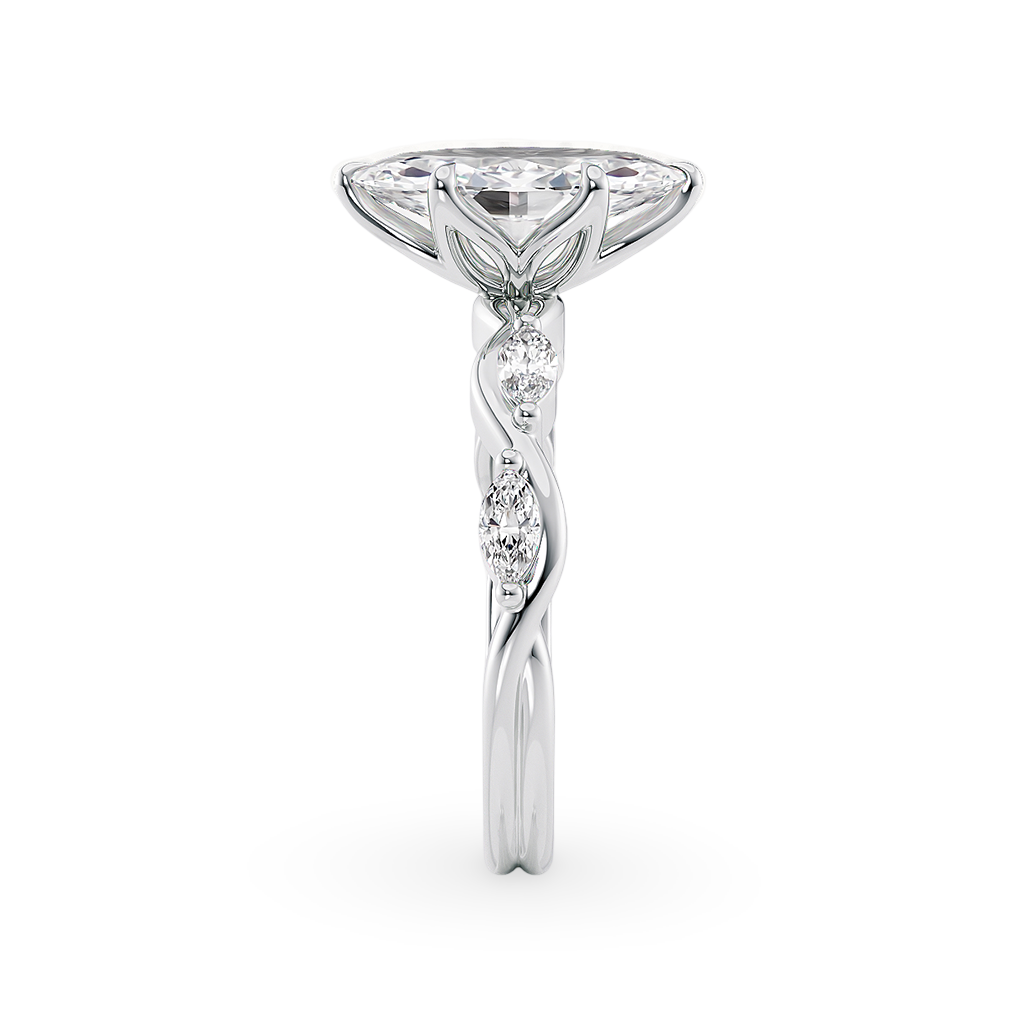 Load image into Gallery viewer, Constance Petal Marquise Engagement Ring with Lab or Natural Diamond and marquise accents in Gold or Platinum
Lucce, Manila, Philippines
