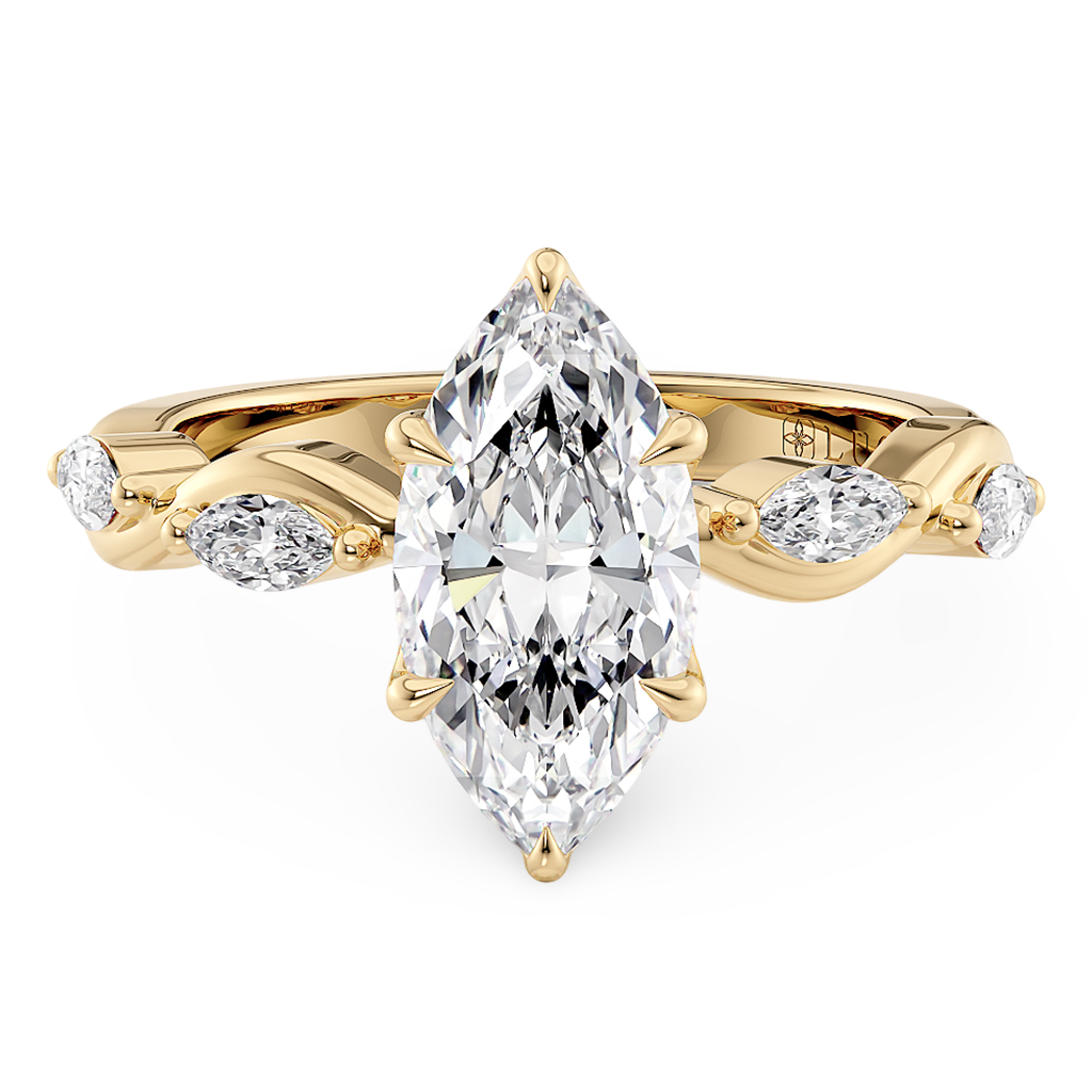 Load image into Gallery viewer, Constance Petal Marquise Engagement Ring with Lab or Natural Diamond and marquise accents in Gold or Platinum
Lucce, Manila, Philippines
