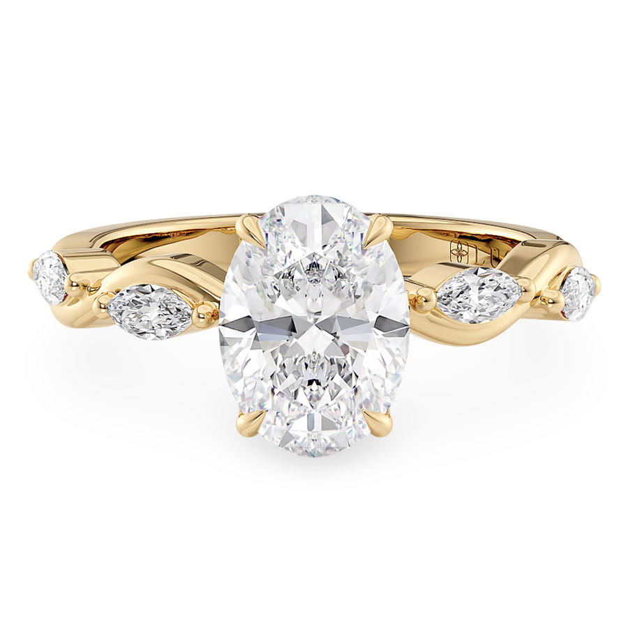 Load image into Gallery viewer, Constance Petal Oval Engagement Ring with Lab or Natural Diamond and marquise accents in Gold or Platinum
Lucce, Manila, Philippines
