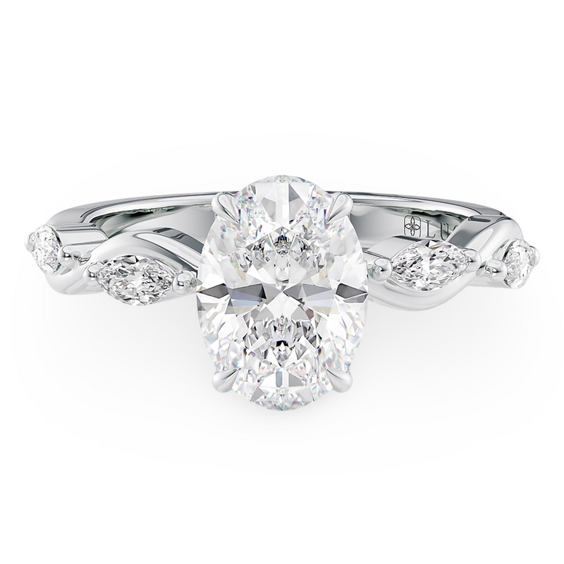 Constance Petal Oval Engagement Ring with Lab or Natural Diamond and marquise accents in Gold or Platinum
Lucce, Manila, Philippines