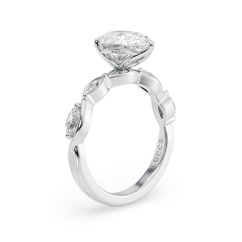 Load image into Gallery viewer, Constance Petal Pear Engagement Ring with Lab or Natural Diamond and marquise accents in Gold or Platinum
Lucce, Manila, Philippines
