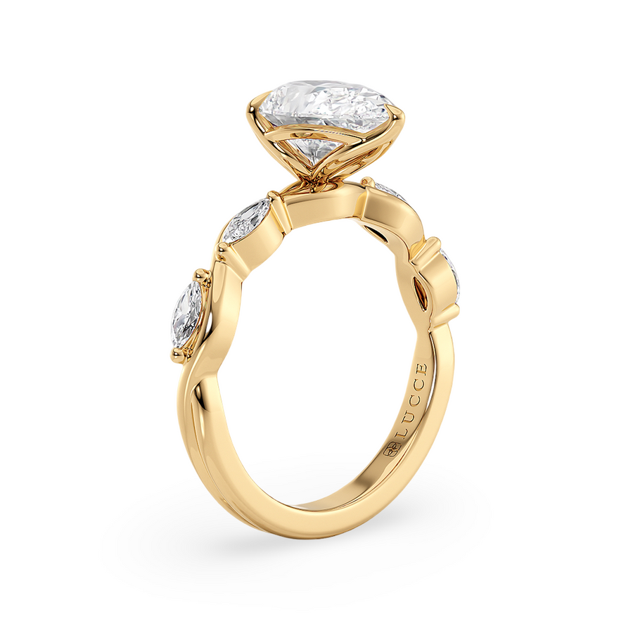 Load image into Gallery viewer, Constance Petal Pear Engagement Ring with Lab or Natural Diamond and marquise accents in Gold or Platinum
Lucce, Manila, Philippines
