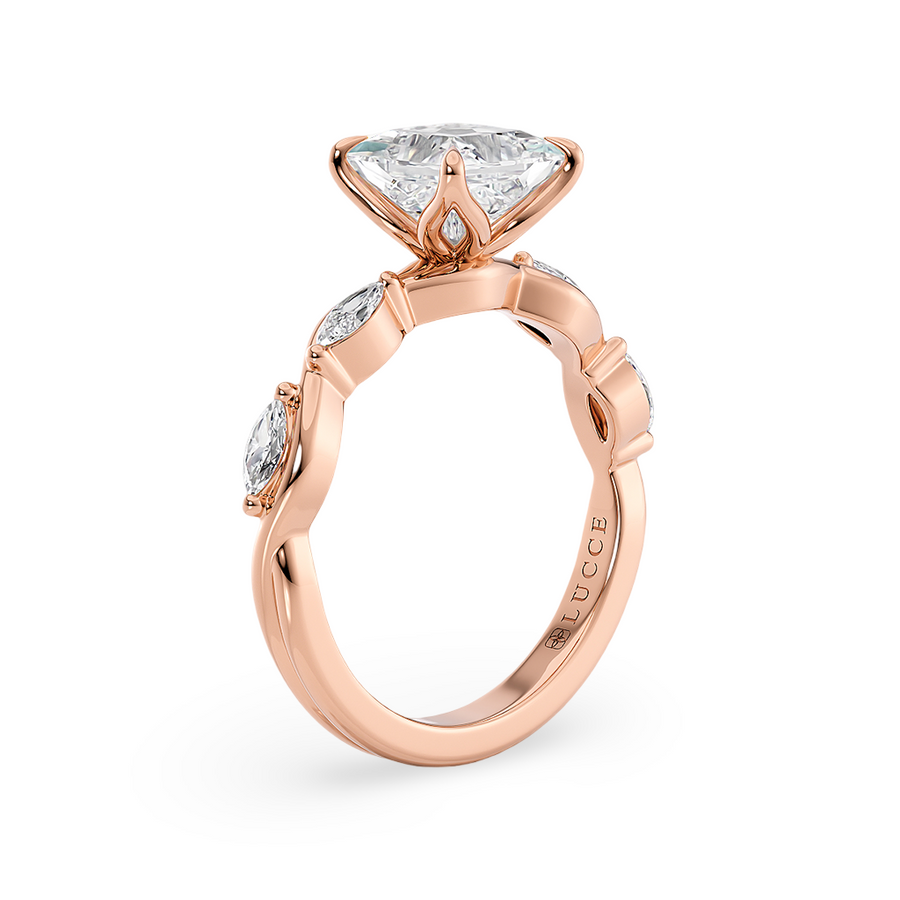 Load image into Gallery viewer, Constance Petal Princess Engagement Ring with Lab or Natural Diamond and marquise accents in Gold or Platinum
Lucce, Manila, Philippines
