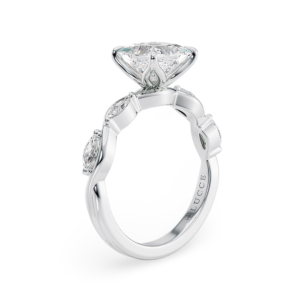 Load image into Gallery viewer, Constance Petal Princess Engagement Ring with Lab or Natural Diamond and marquise accents in Gold or Platinum
Lucce, Manila, Philippines

