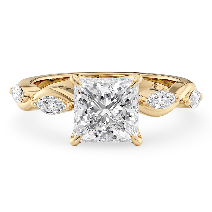 Load image into Gallery viewer, Constance Petal Princess Engagement Ring with Lab or Natural Diamond and marquise accents in Gold or Platinum
Lucce, Manila, Philippines
