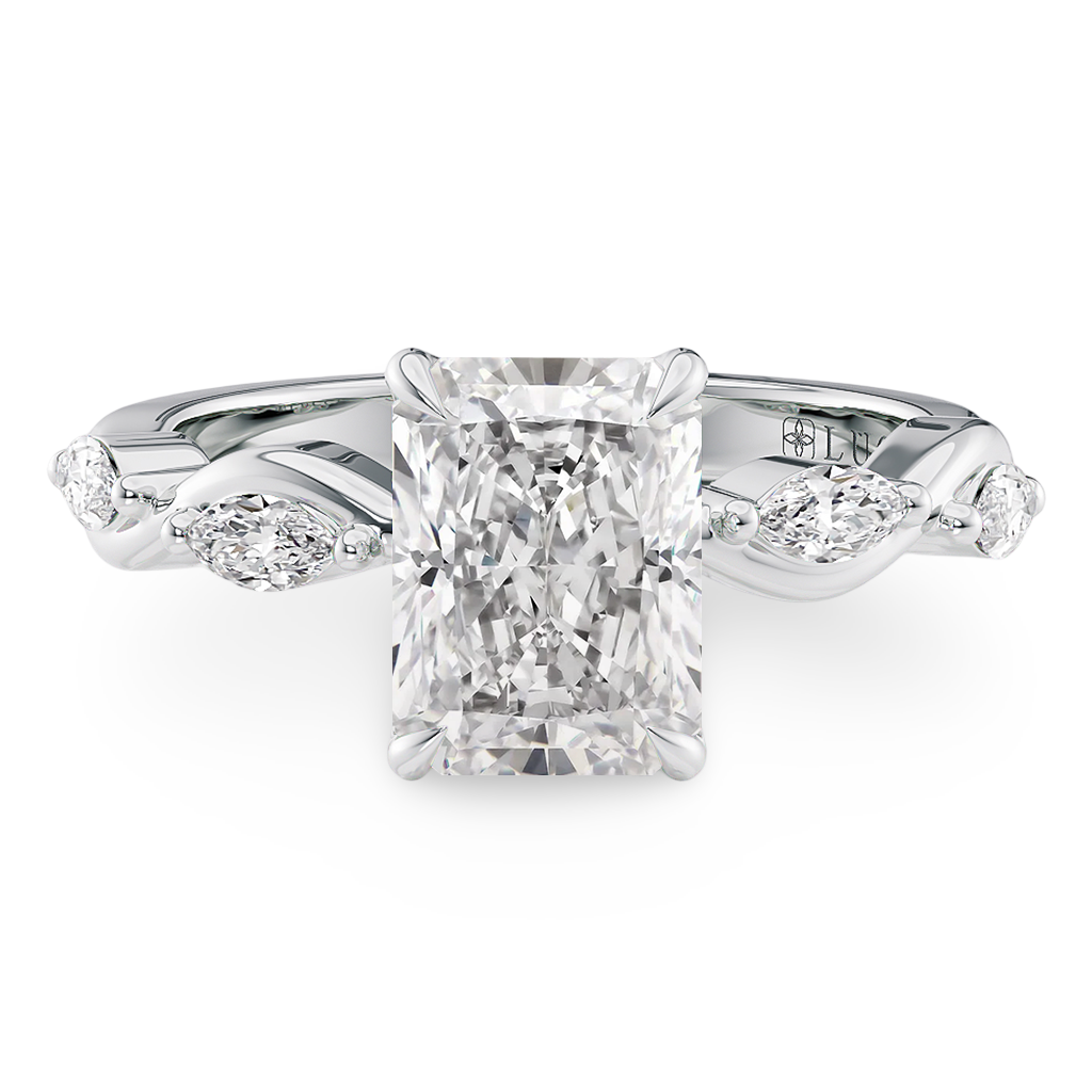 Load image into Gallery viewer, Constance Petal Radiant Engagement Ring with Lab or Natural Diamond and marquise accents in Gold or Platinum
Lucce, Manila, Philippines
