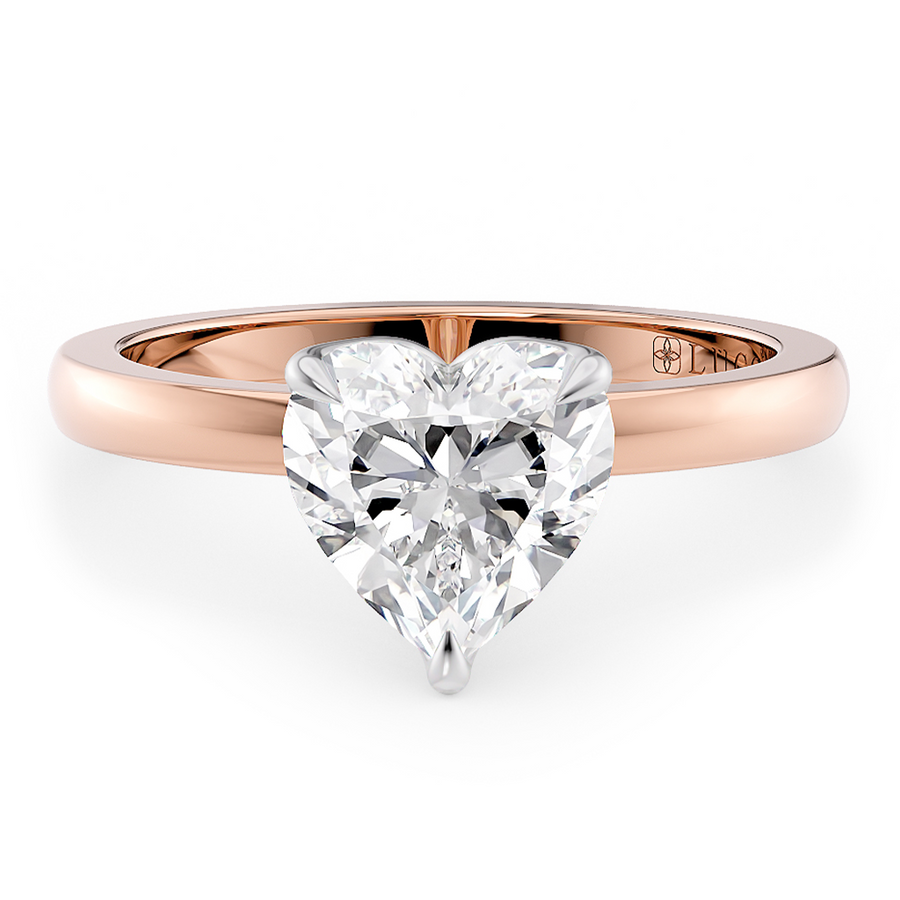 Load image into Gallery viewer, LUCCE Heart cut Solitaire Diamond Ring with Petal Prongs Hight Setting Engagement Ring in Gold or Platinum 
