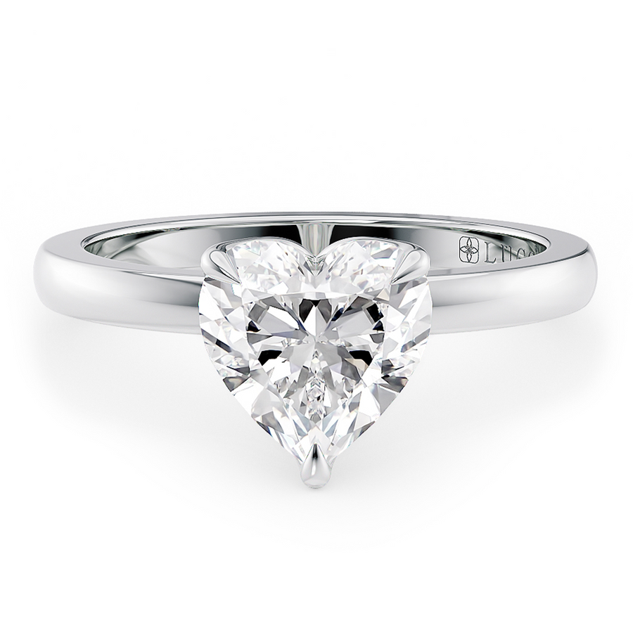 Load image into Gallery viewer, LUCCE Heart cut Solitaire Diamond Ring with Petal Prongs Hight Setting Engagement Ring in Gold or Platinum 
