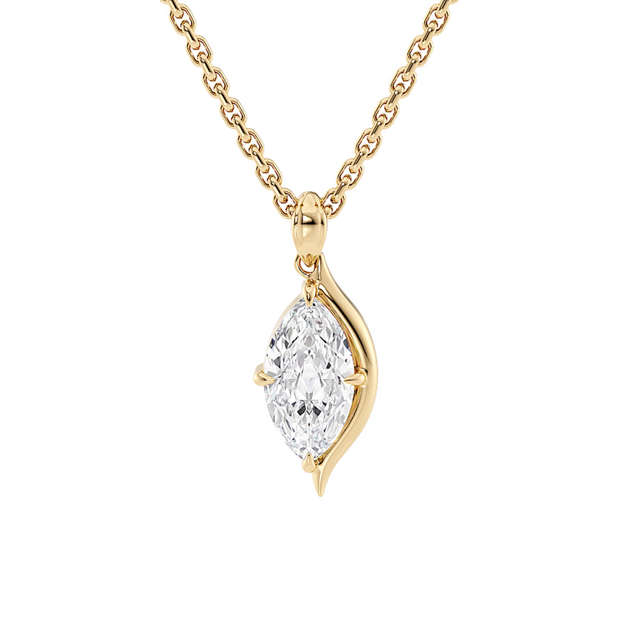 Load image into Gallery viewer, LUCCE CONSTANCE™ Solitaire Marquise Necklace Natural Diamond 0.35ct E VS1 GIA 18K Yellow Gold
