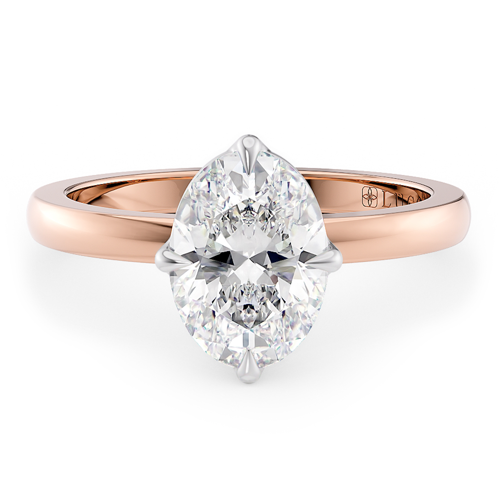 Load image into Gallery viewer, LUCCE  Oval cut Solitaire Diamond Ring with Petal Prongs Hight Setting Engagement Ring in Gold or Platinum 
