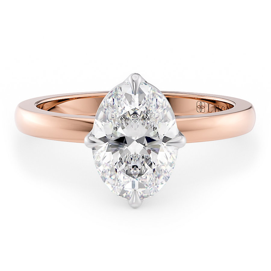 Load image into Gallery viewer, LUCCE  Oval cut Solitaire Diamond Ring with Petal Prongs Hight Setting Engagement Ring in Gold or Platinum 
