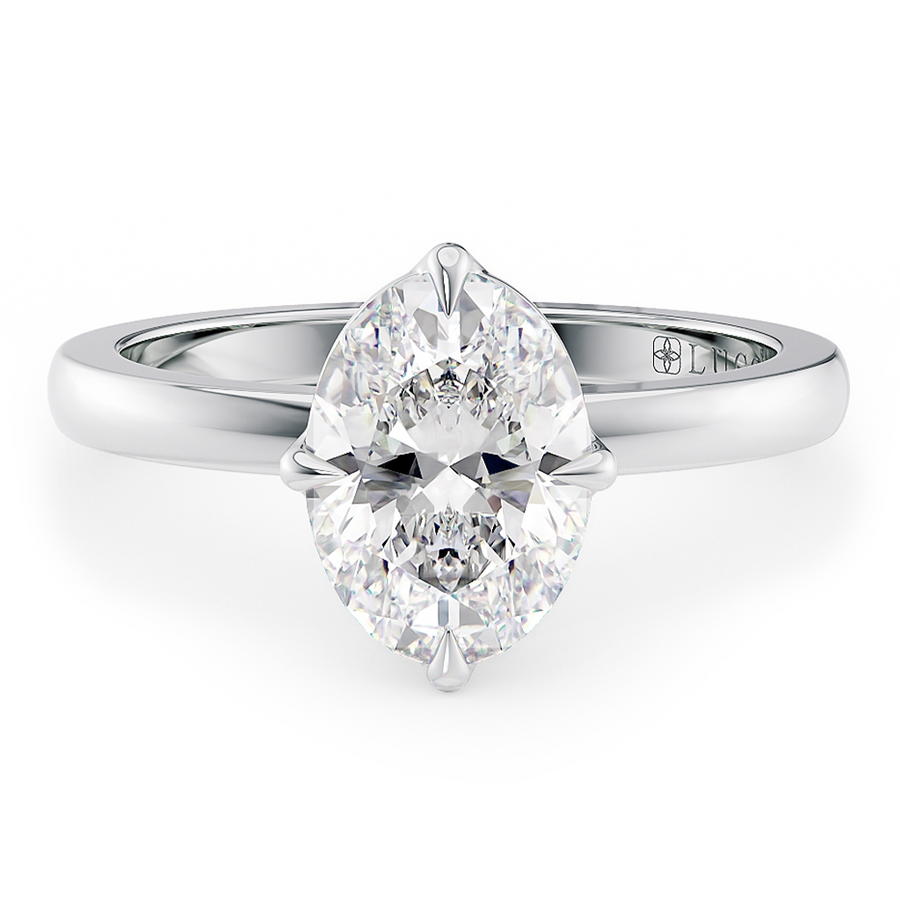 Load image into Gallery viewer, LUCCE  Oval cut Solitaire Diamond Ring with Petal Prongs Hight Setting Engagement Ring in Gold or Platinum 
