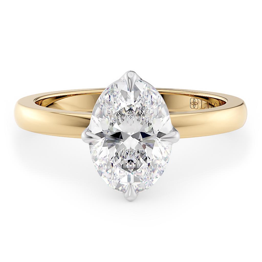 Load image into Gallery viewer, LUCCE  Oval cut Solitaire Diamond Ring with Petal Prongs Hight Setting Engagement Ring in Gold or Platinum 
