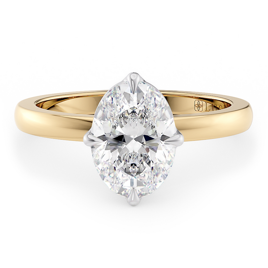 Load image into Gallery viewer, LUCCE  Oval cut Solitaire Diamond Ring with Petal Prongs Hight Setting Engagement Ring in Gold or Platinum 
