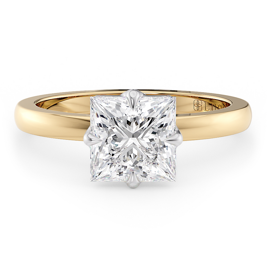 Load image into Gallery viewer, LUCCE Princess cut Solitaire Diamond Ring with Petal Prongs Hight Setting Engagement Ring in Gold or Platinum 
