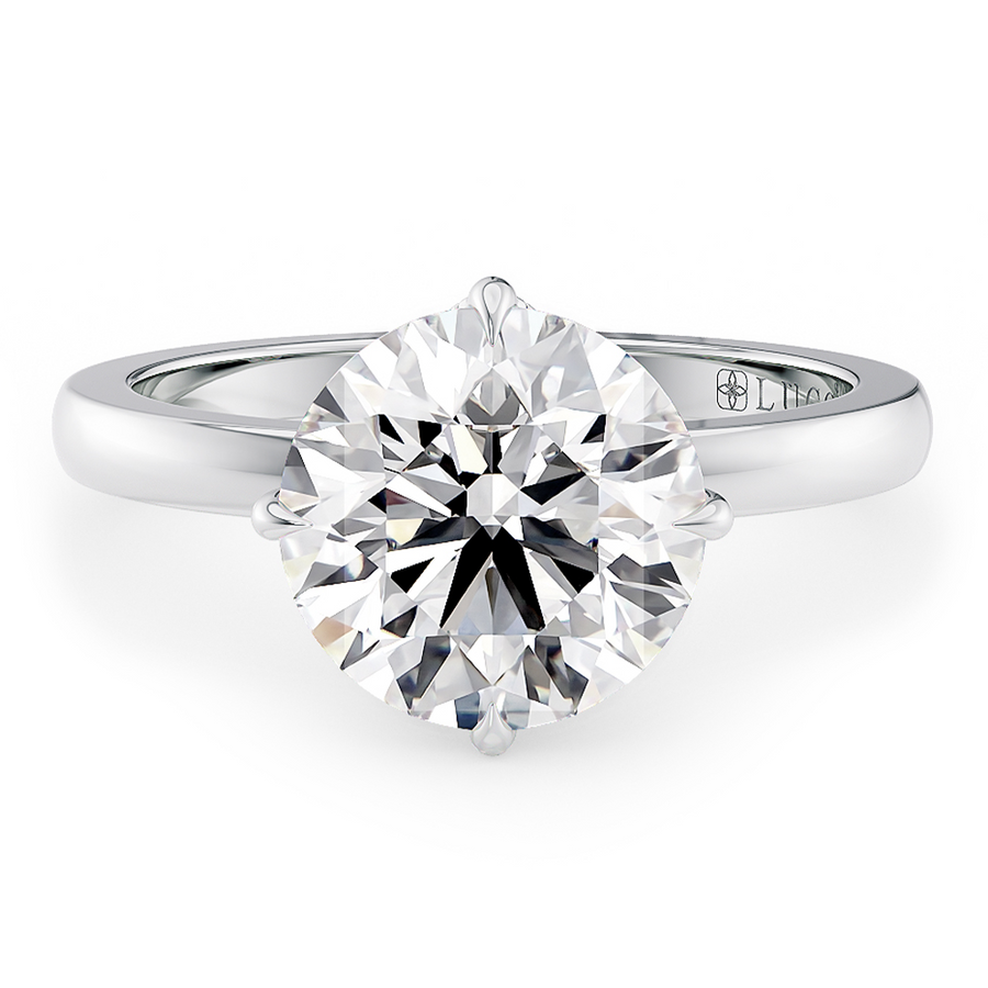 Load image into Gallery viewer, LUCCE Round cut Solitaire Diamond Ring with Petal Prongs Hight Setting Engagement Ring in Gold or Platinum 
