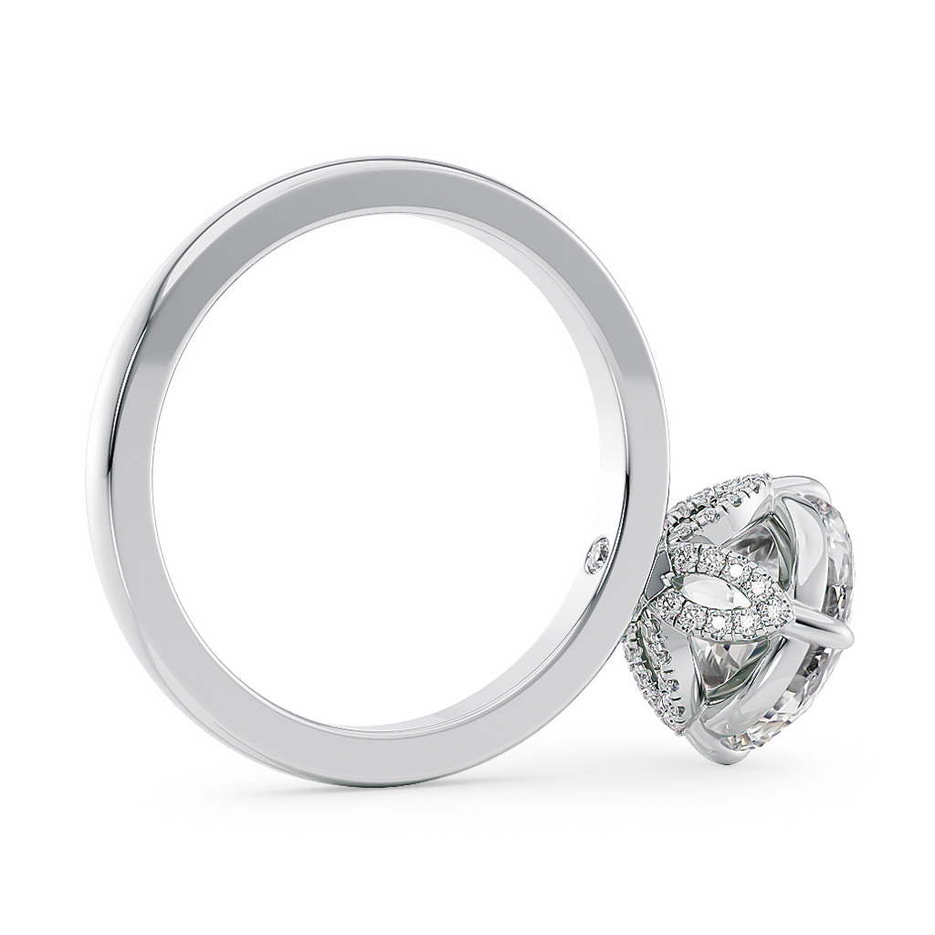 Load image into Gallery viewer, LUCCE Round cut Solitaire Diamond Ring with Petal Prongs Hight Setting Engagement Ring in Gold or Platinum 

