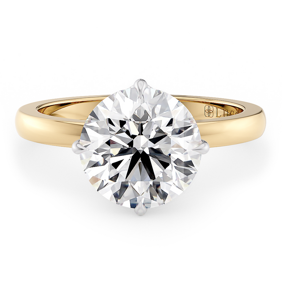 Load image into Gallery viewer, LUCCE Round cut Solitaire Diamond Ring with Petal Prongs Hight Setting Engagement Ring in Gold or Platinum 
