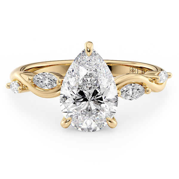 LUCCE CONSTANCE™ Viello Pear Lab Diamond 1.26ct E VVS2 IGI 14K Yellow Gold