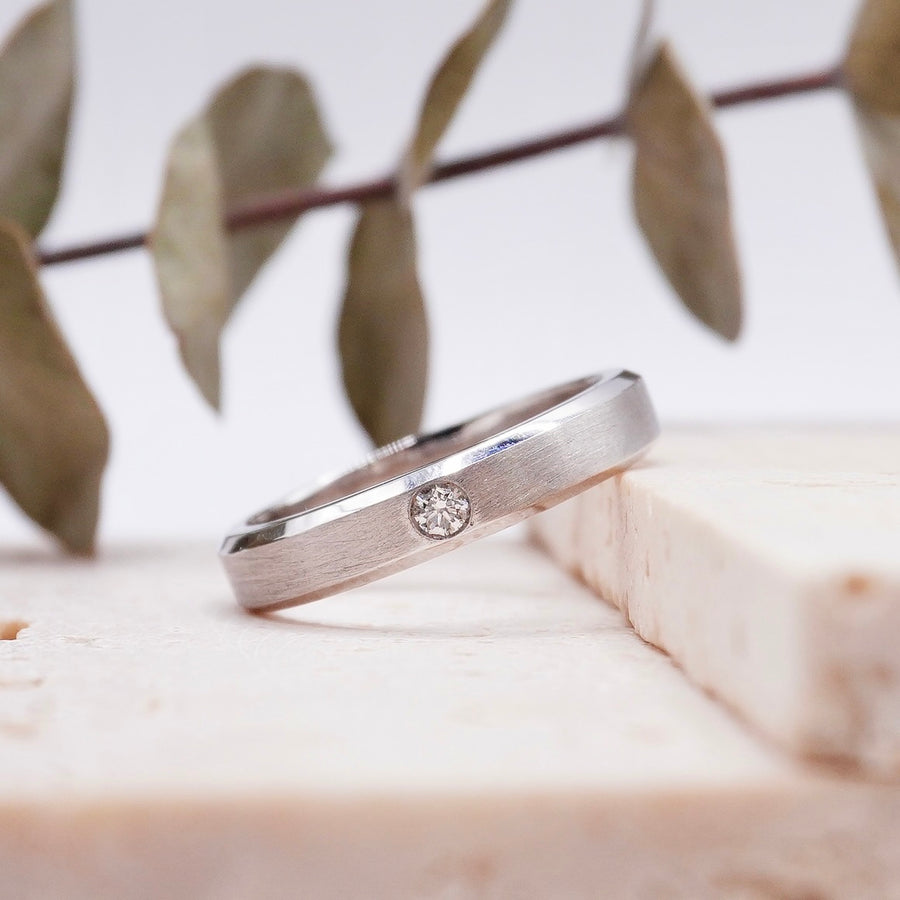 Load image into Gallery viewer, white gold wedding ring with diamond
