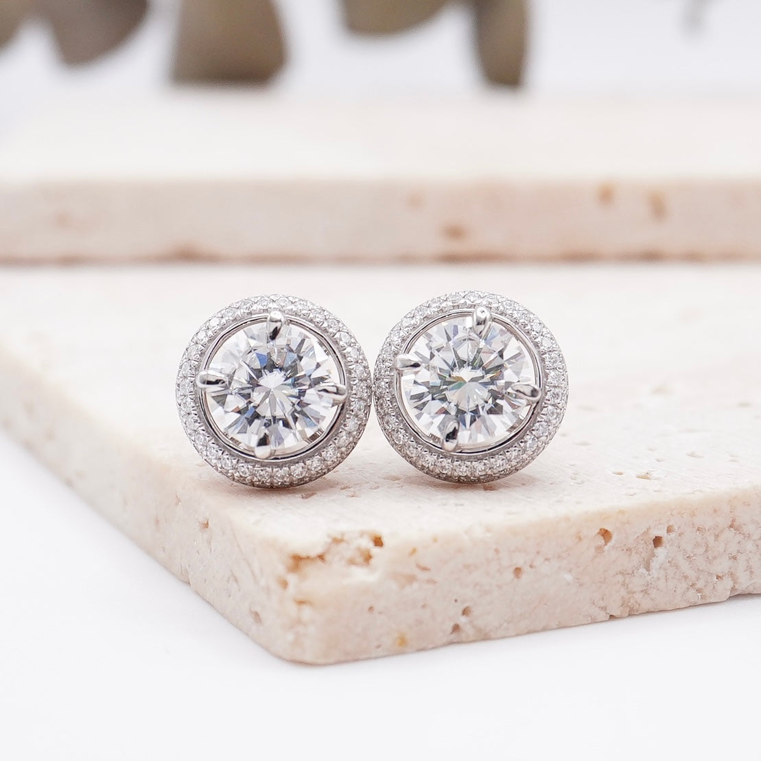 Sterling silver rose gold plated 3.00ctw Swarovski 2024 Crystal stud earrings