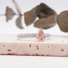 Load image into Gallery viewer, Tricia Pave Pear Rosé 0.70ct Fancy Intense Pink VS1 Ex IGI 18K Rose and 18K White Gold

